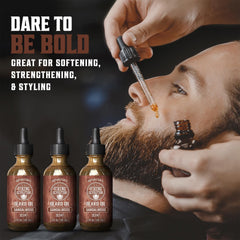 Viking Revolution sandalwood beard oil dropper for easy daily application and hydration