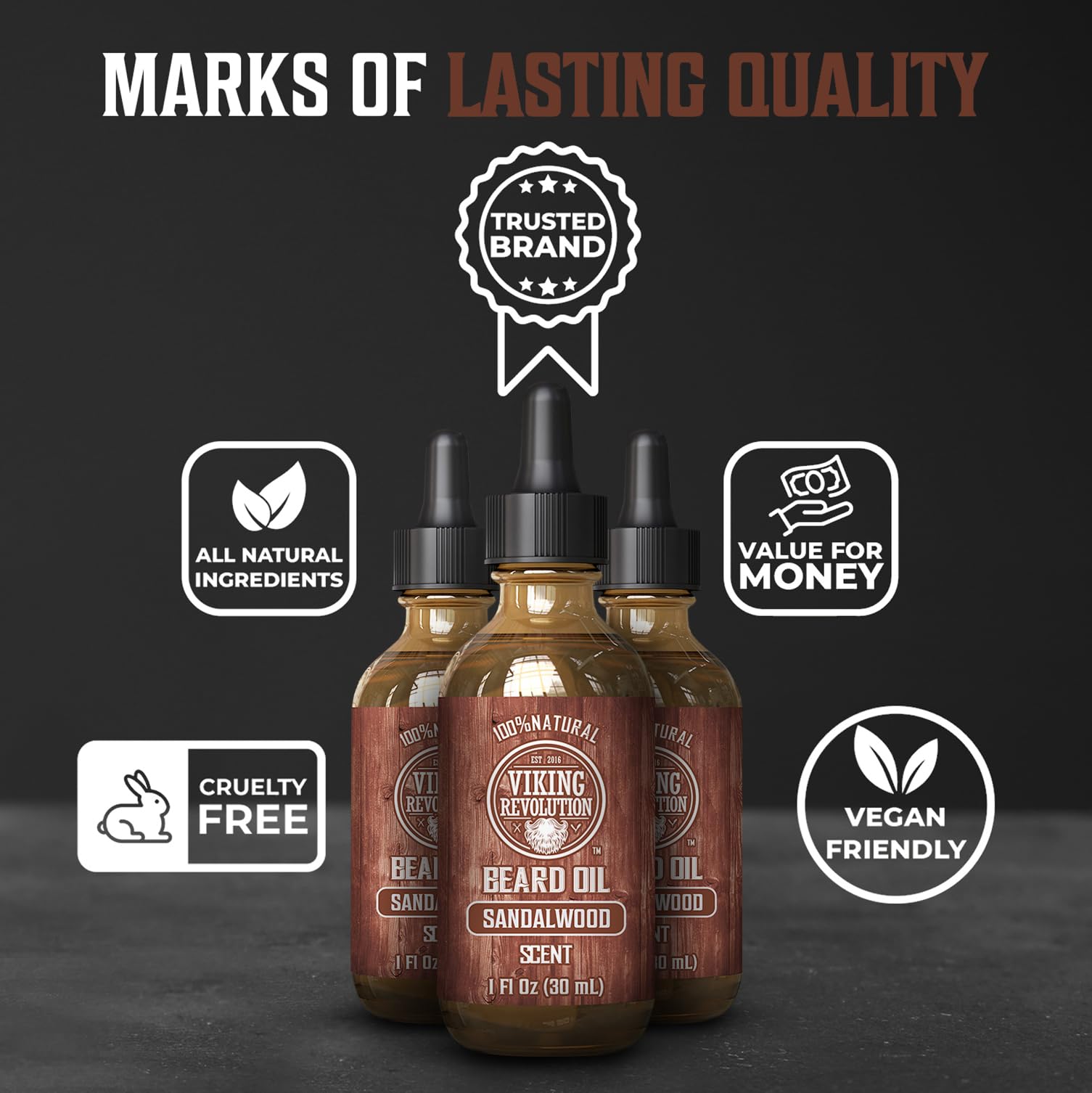 Viking Revolution sandalwood beard oil travel size suggests on-the-go care