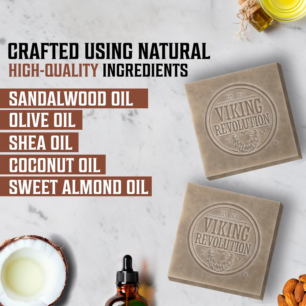 Viking Revolution sandalwood natural soap 2-pack displaying convenient daily-use option.