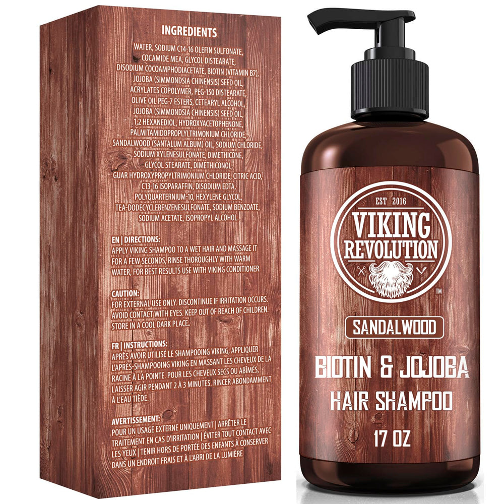 Viking Revolution sandalwood shampoo foamy lather demonstrating rich cleansing