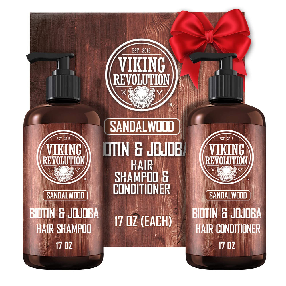 Viking Revolution sandalwood shampoo pump bottle for easy, mess-free daily use