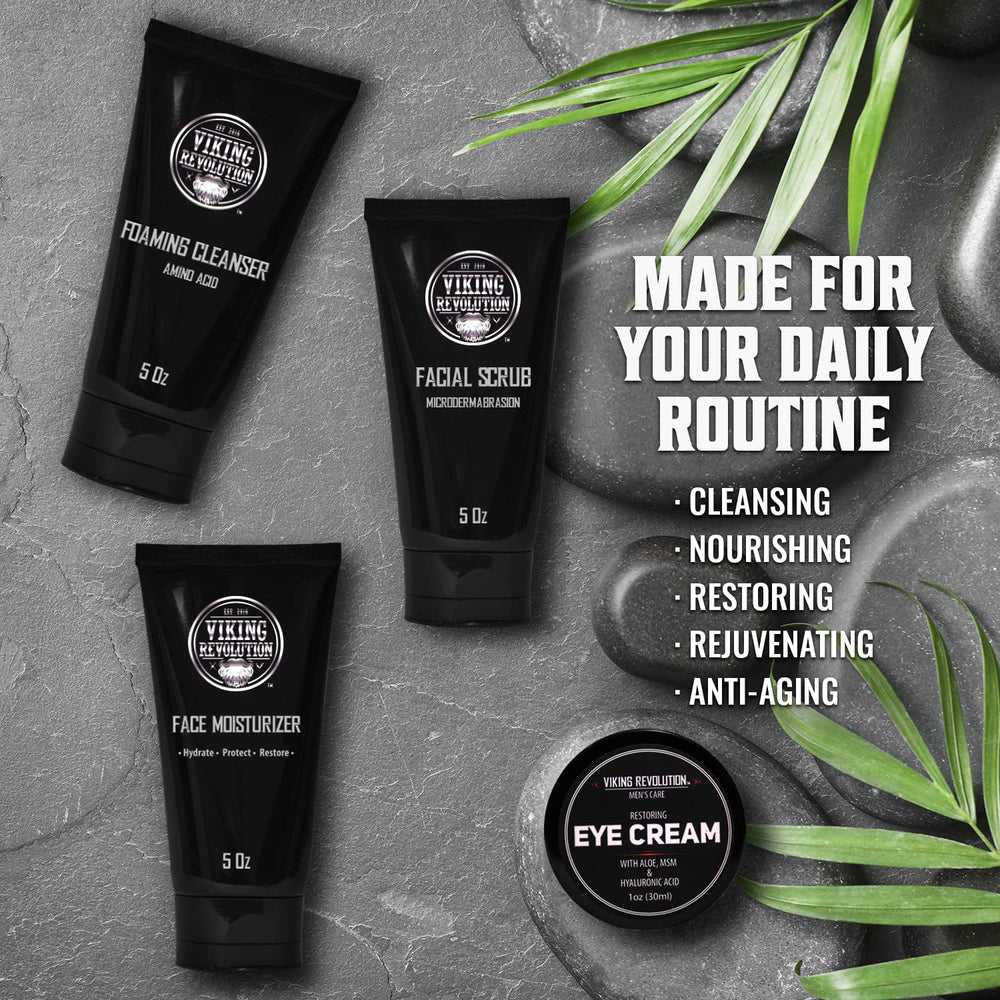 Viking Revolution product set on a clean surface suggests balanced care.