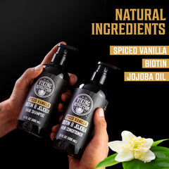 Viking Revolution spiced vanilla conditioner for detangling and added shine.