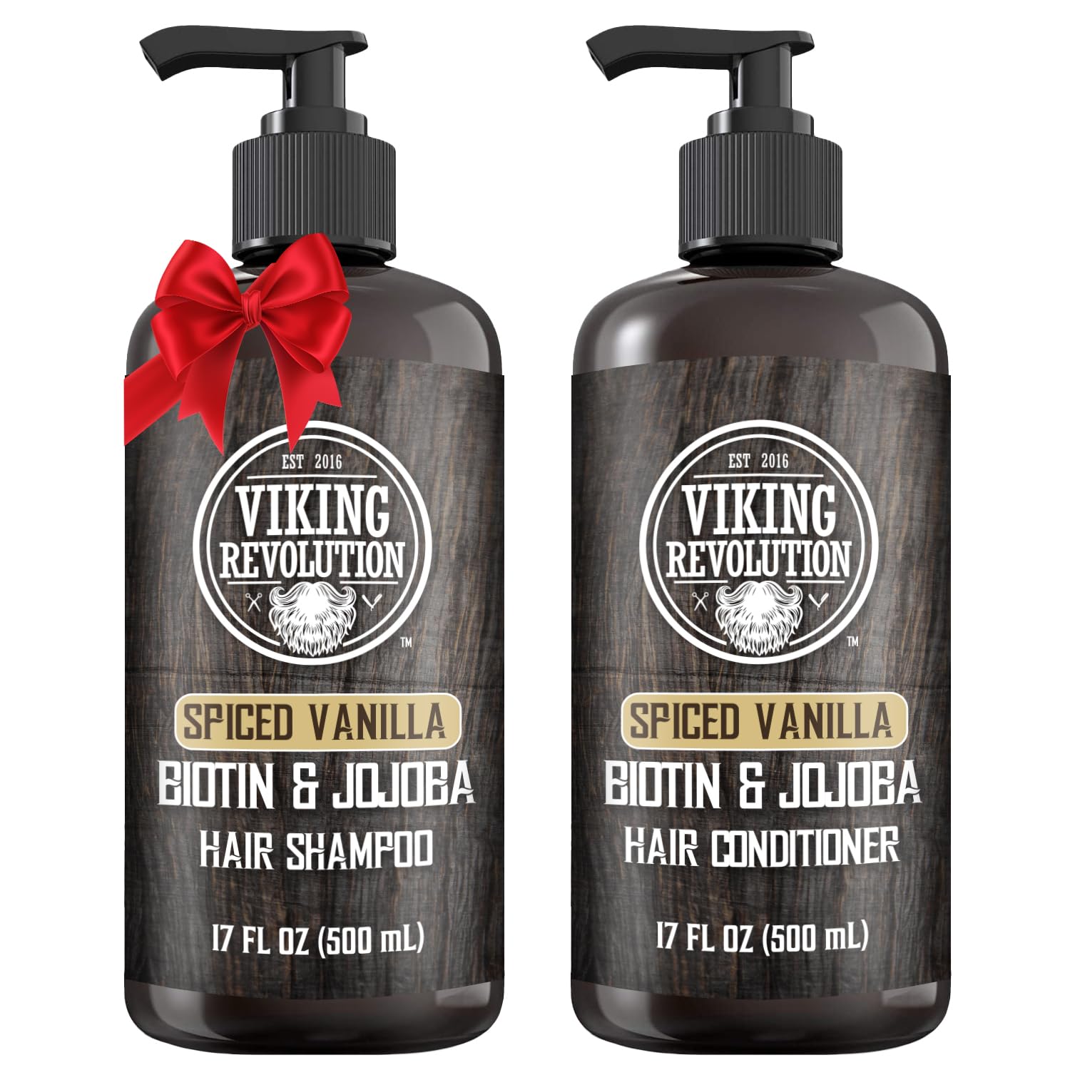 Viking Revolution spiced vanilla mens shampoo bottle with refreshing scent for daily grooming.