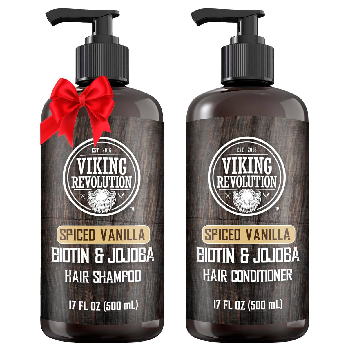 Viking Revolution spiced vanilla mens shampoo bottle with refreshing scent for daily grooming.