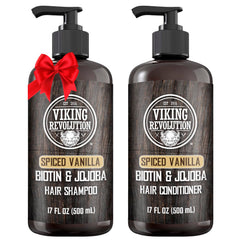 Viking Revolution spiced vanilla mens shampoo bottle with refreshing scent for daily grooming.