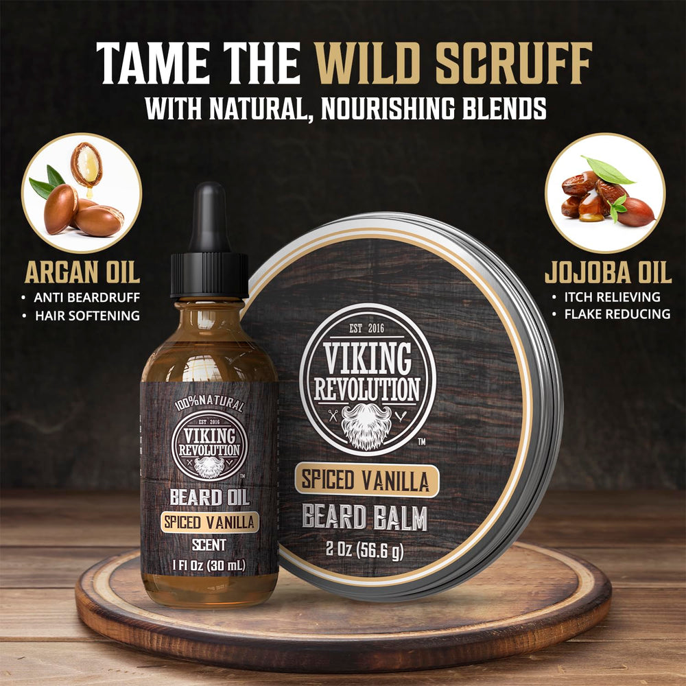 Viking Revolution spiced vanilla scent evokes premium grooming ritual.