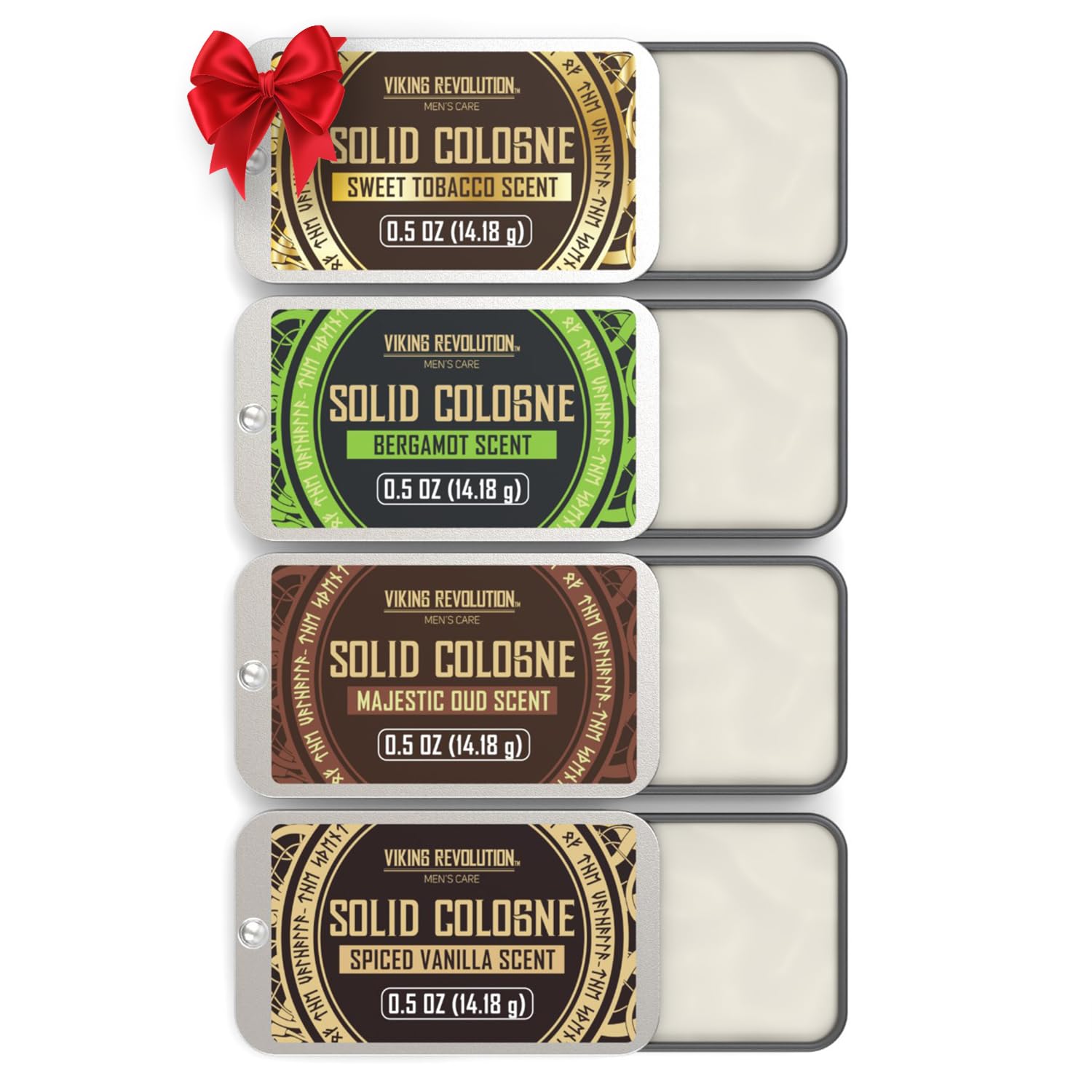 Viking Revolution spiced-vanilla solid cologne compact for easy on-the-go scent.