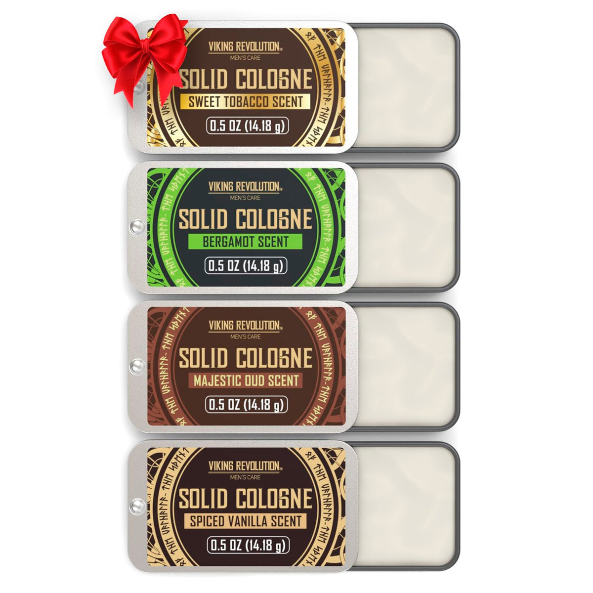 Viking Revolution spiced-vanilla solid cologne compact for easy on-the-go scent.