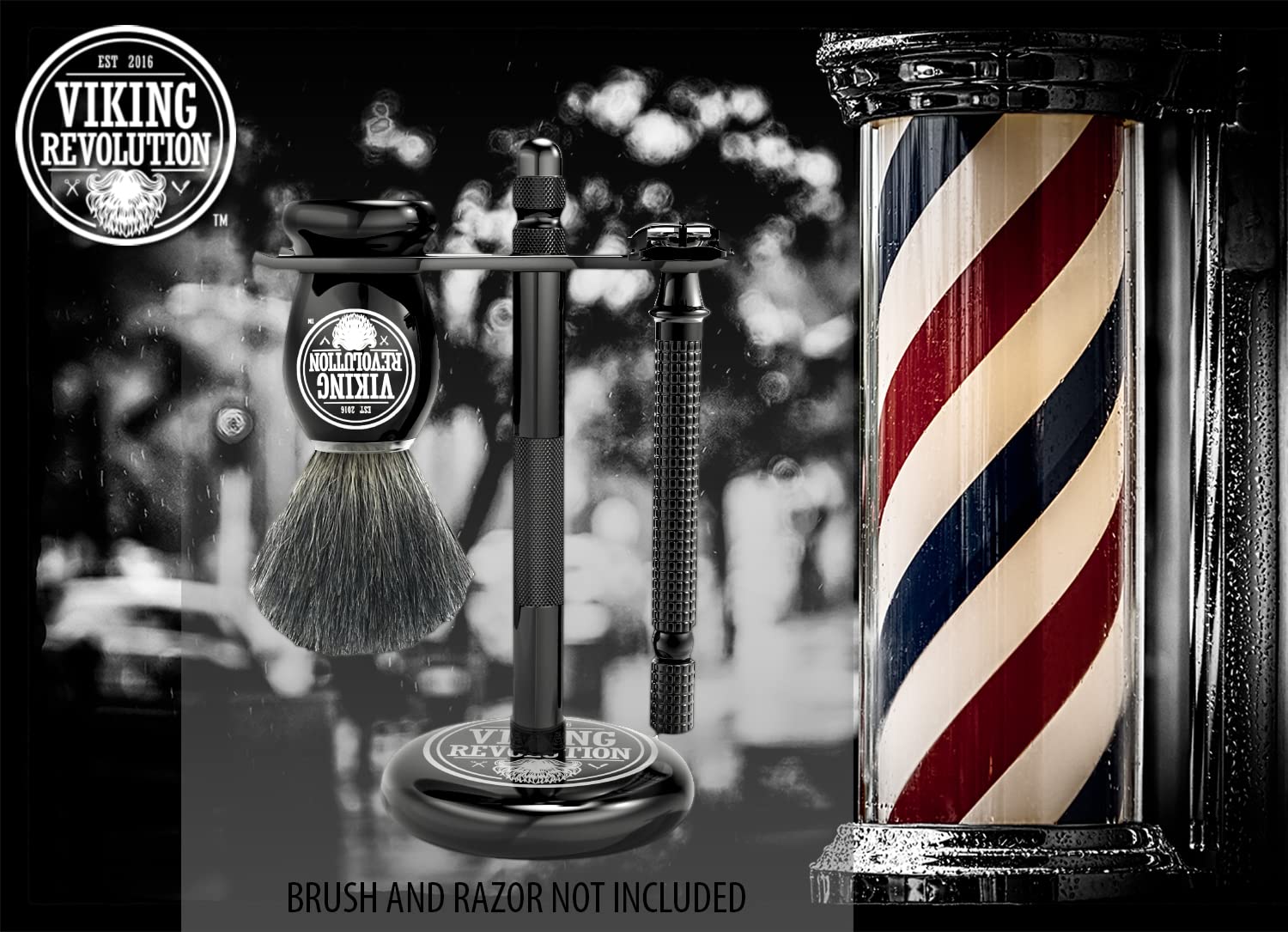 Viking Revolution stand dry rack helps air-dry razor and brush after showers