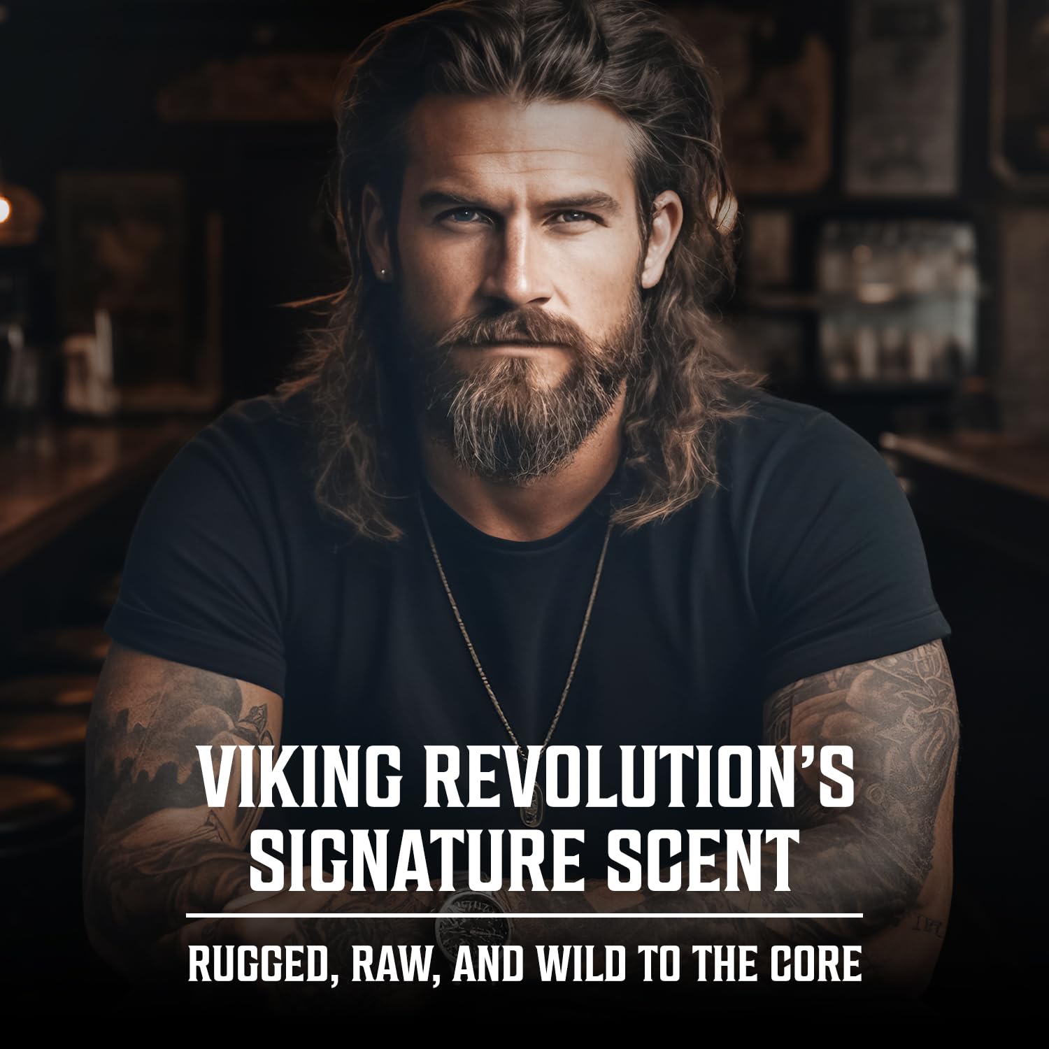 Viking Revolution Sweet Tobacco Cologne label detail emphasizes classic branding and premium ingredients.