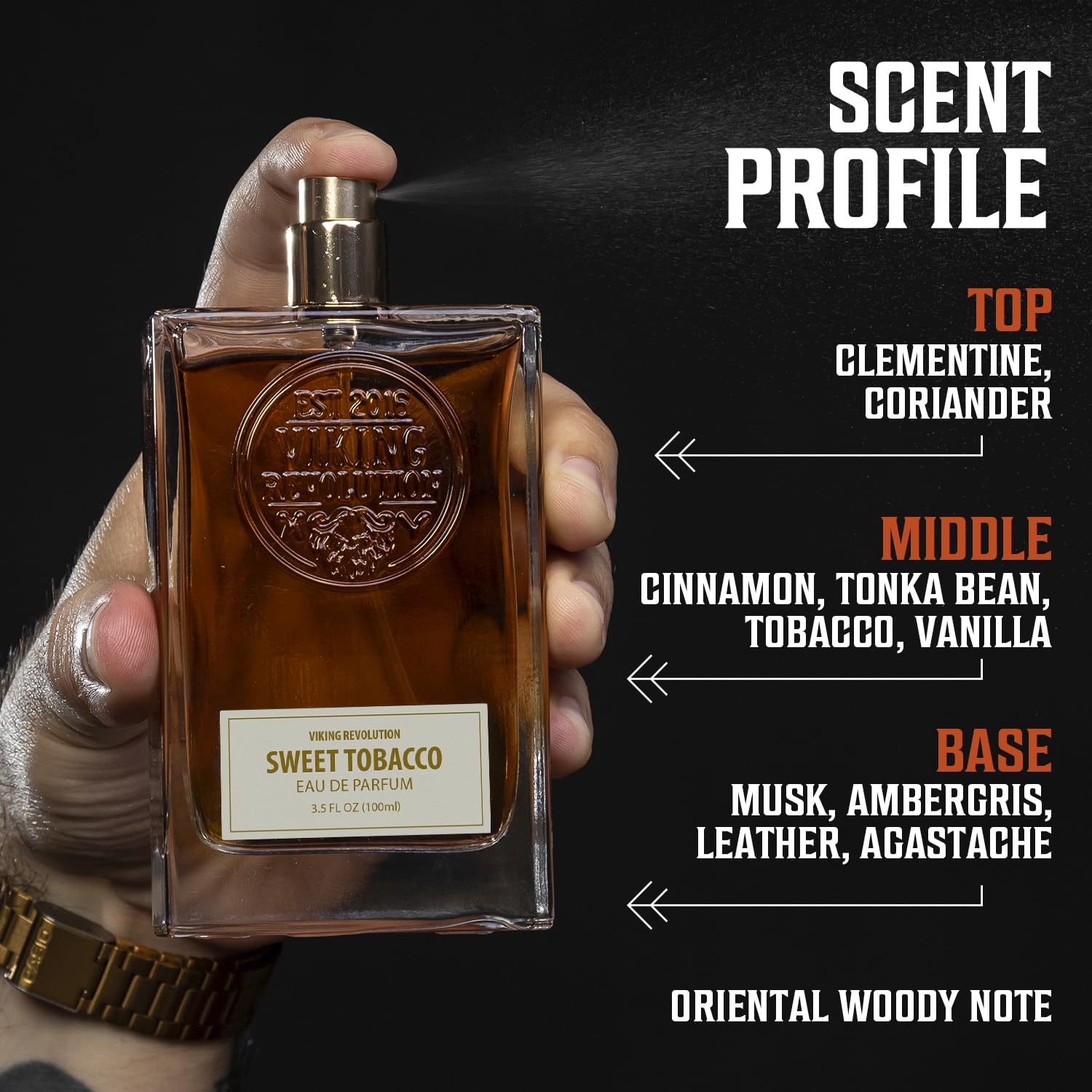 Viking Revolution Sweet Tobacco Cologne masculine scene conveys rugged confidence.