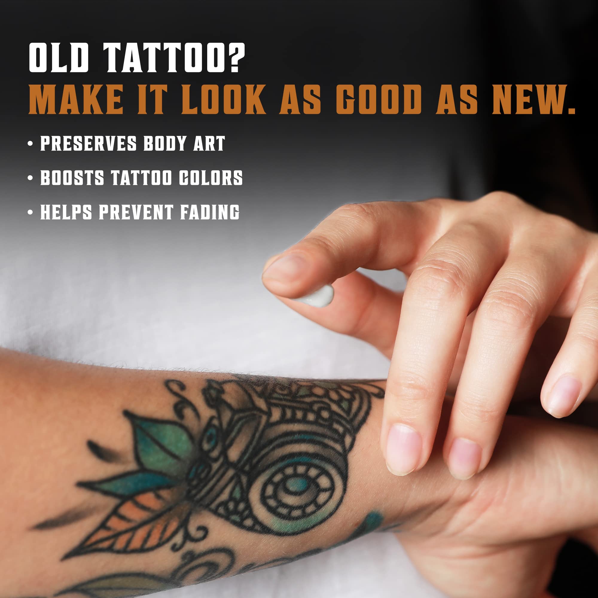 Viking Revolution tattoo care balm on skin providing immediate moisture boost