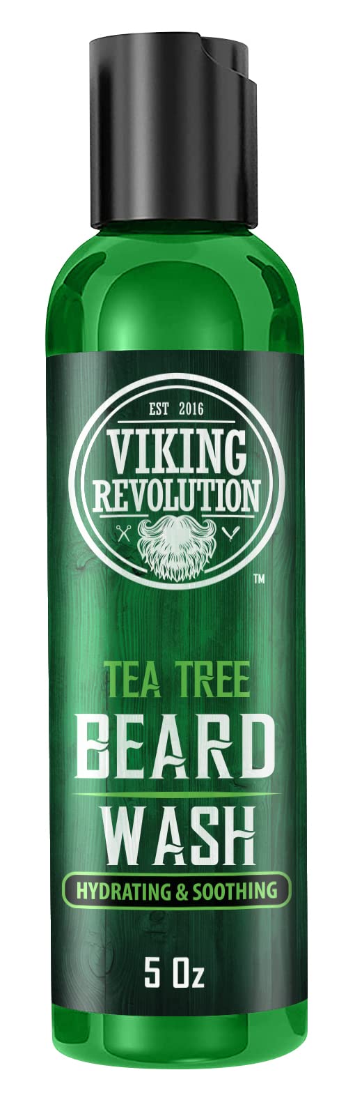 Viking Revolution Tea Tree Beard Oil bottle for natural moisture.