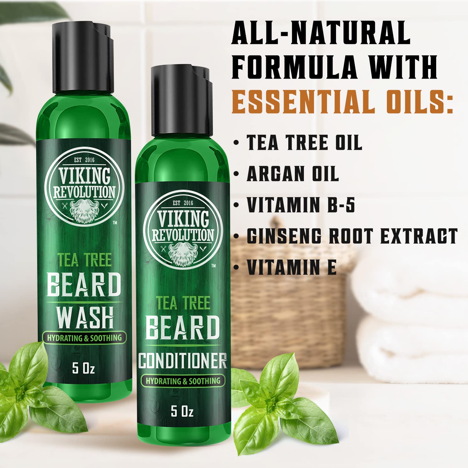 Viking Revolution Tea Tree Beard Wash lather in hand nourishes beard.