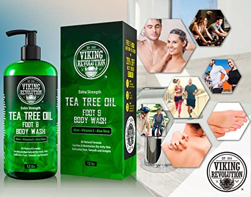 Viking Revolution Tea Tree Body Wash packaging-box emphasizes natural ingredients.