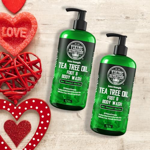 Viking Revolution Tea Tree Oil Body Wash foamy-lather demonstrates rich cleansing texture.