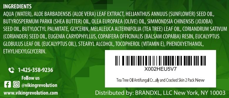 Viking Revolution Tea Tree Oil Cream pack of 2 ensures ongoing skin care