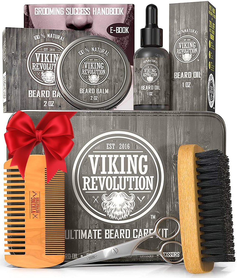 Viking Revolution Ultimate Beard Kit box shows gift-ready packaging for holidays