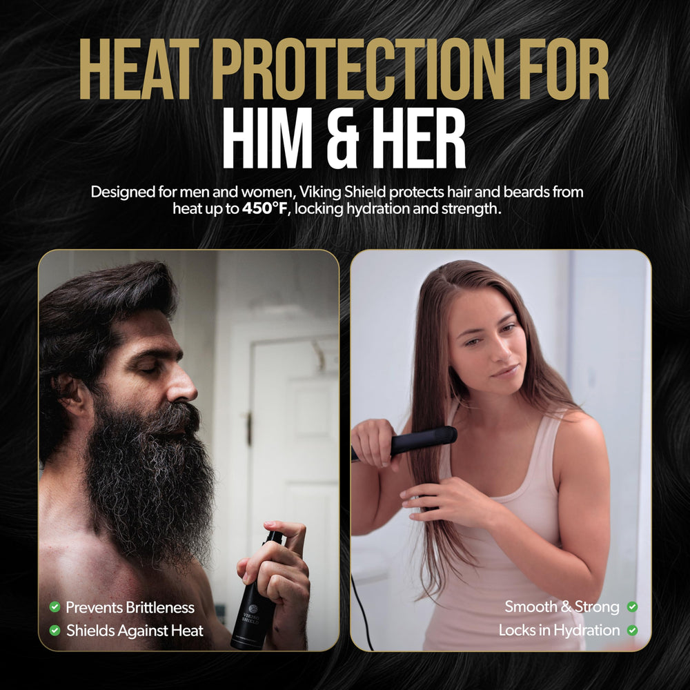 Viking Shield spray mist applied for even heat protection coverage.