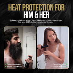 Viking Shield spray mist applied for even heat protection coverage.
