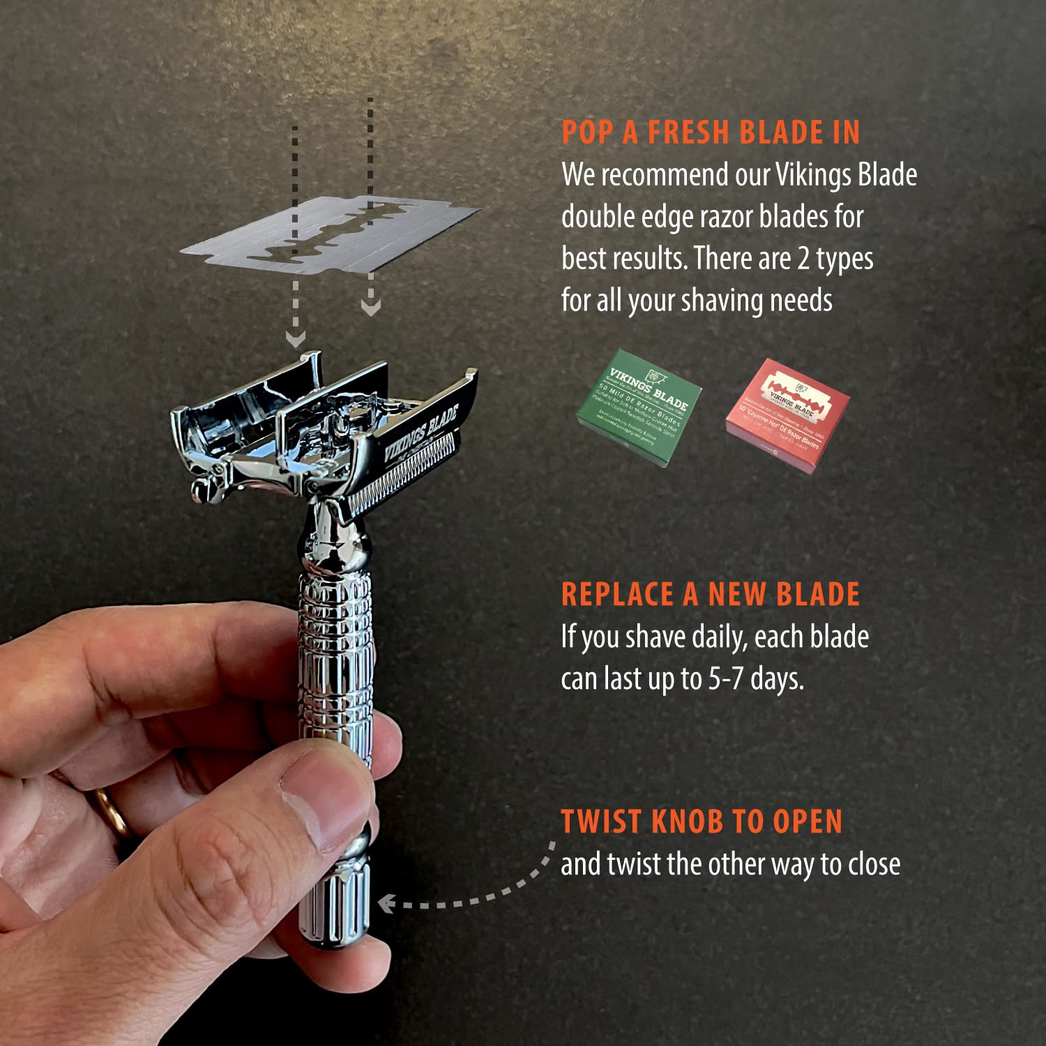 Vikings Blade Chieftain handle balance for precise, comfortable shaves