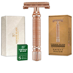 Vikings Blade Chieftain Hera razor brass body showcases premium build for a smooth, long-lasting shave.