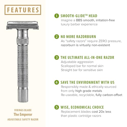 Vikings Blade Emperor Frosted Chrome adjustable head dial enables customization