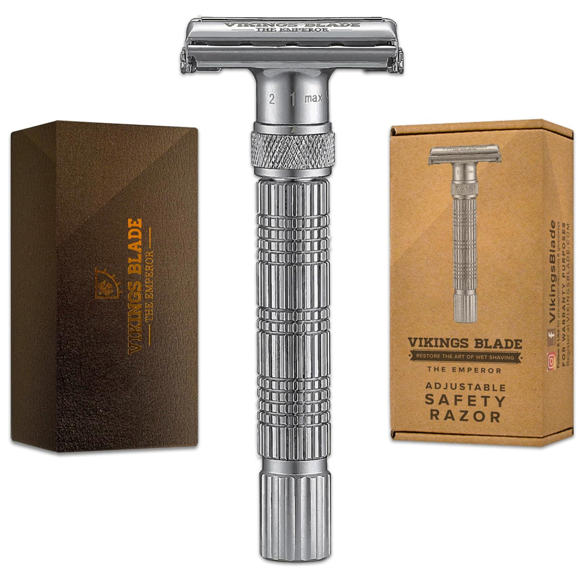 Vikings Blade Emperor Frosted Chrome razor closed head for precise shaving