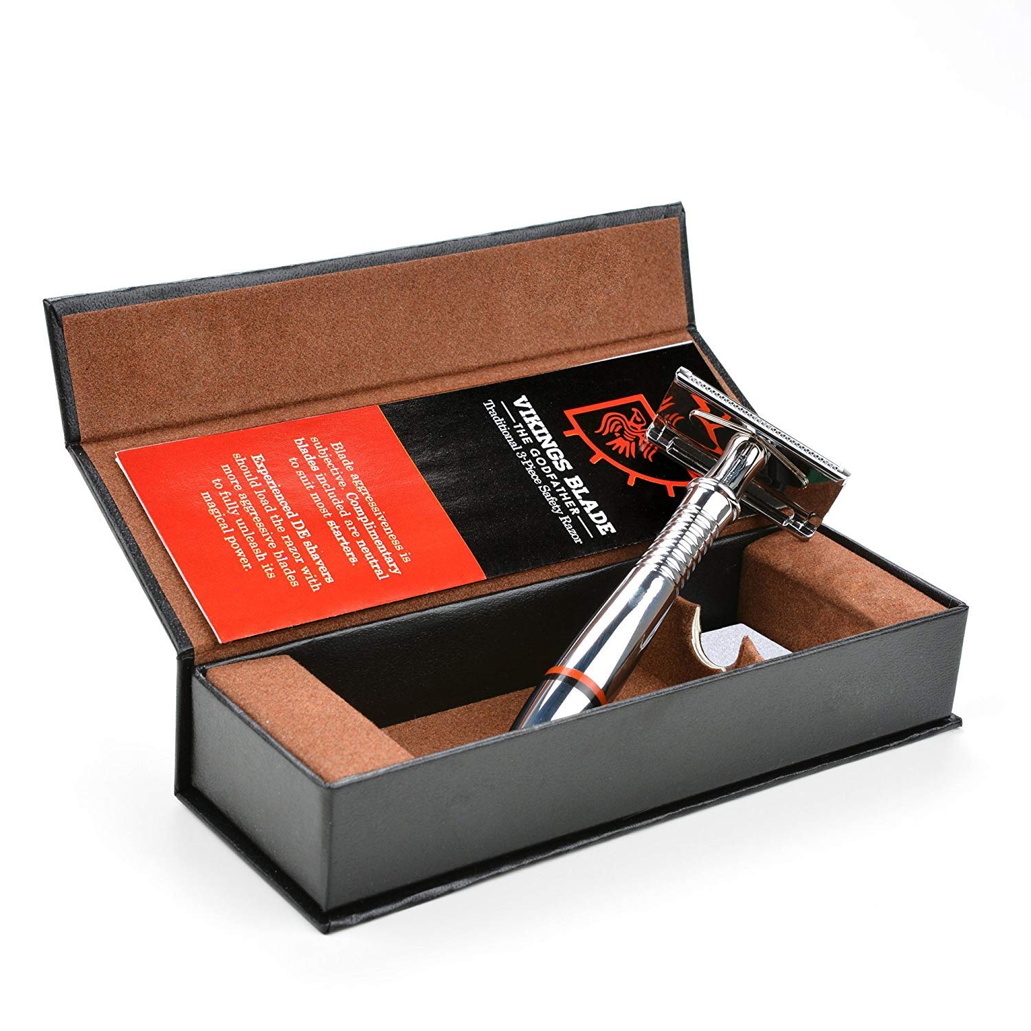 Vikings Blade luxury case opened, showcasing organized storage and premium presentation