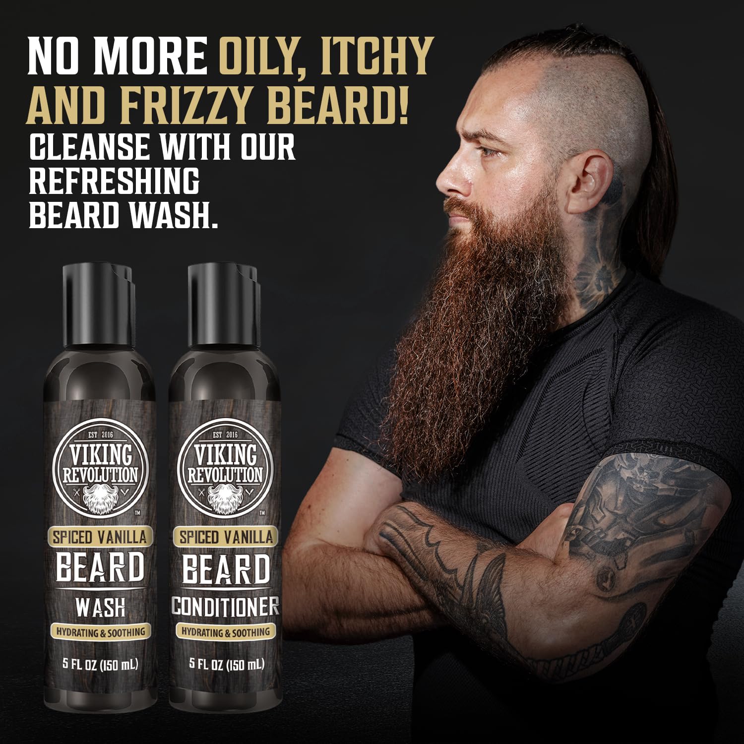 Viking Revolution argan oil bottle delivers deep hydration for beard softness.