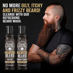 Viking Revolution argan oil bottle delivers deep hydration for beard softness.