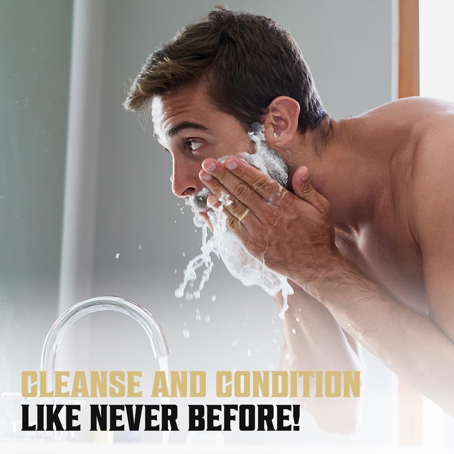 Viking Revolution beard lather application reveals rich foam for cleansing.