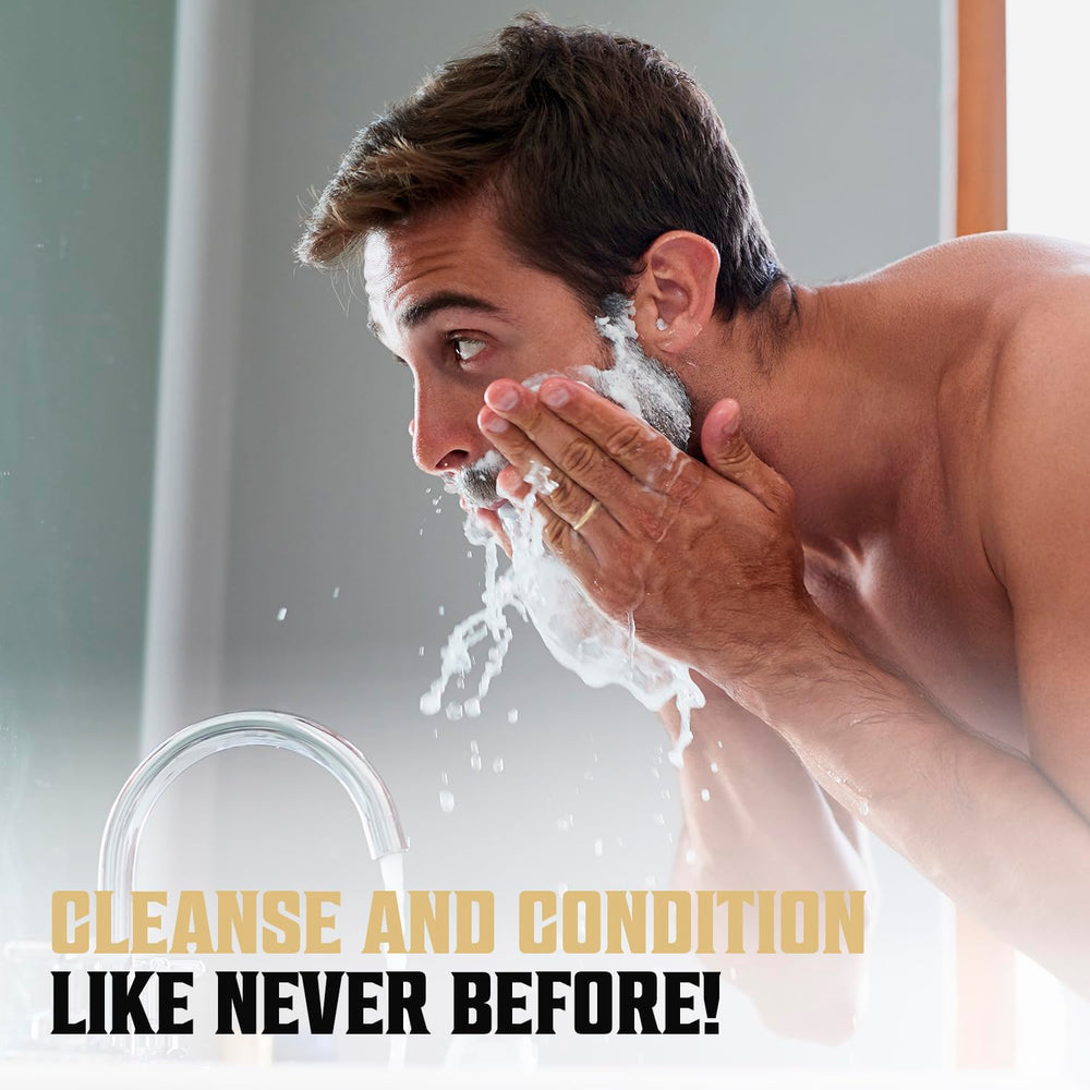 Viking Revolution beard lather application reveals rich foam for cleansing.