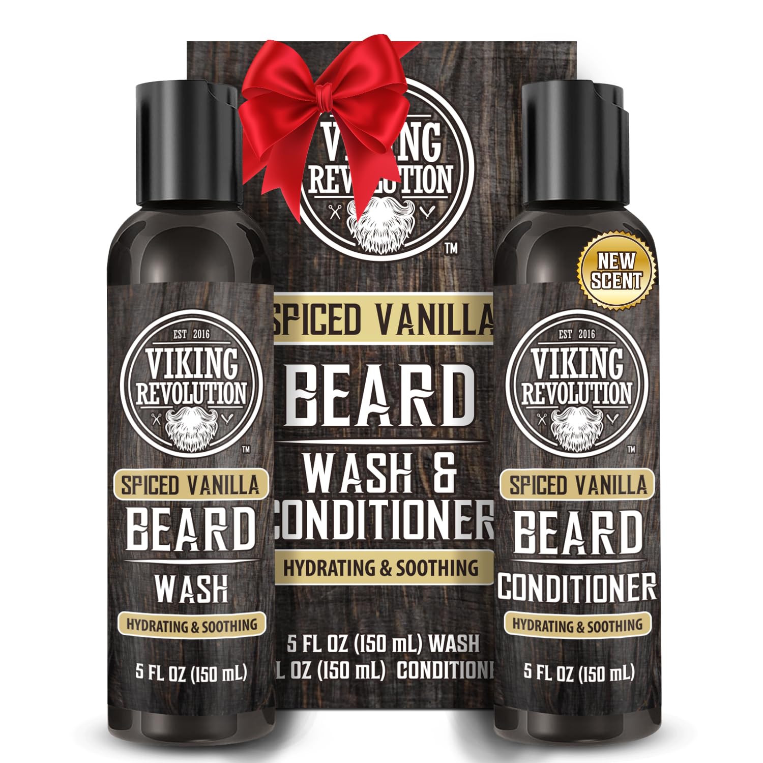 Viking Revolution beard wash bottle demonstrates cleansing power for a refreshed beard.