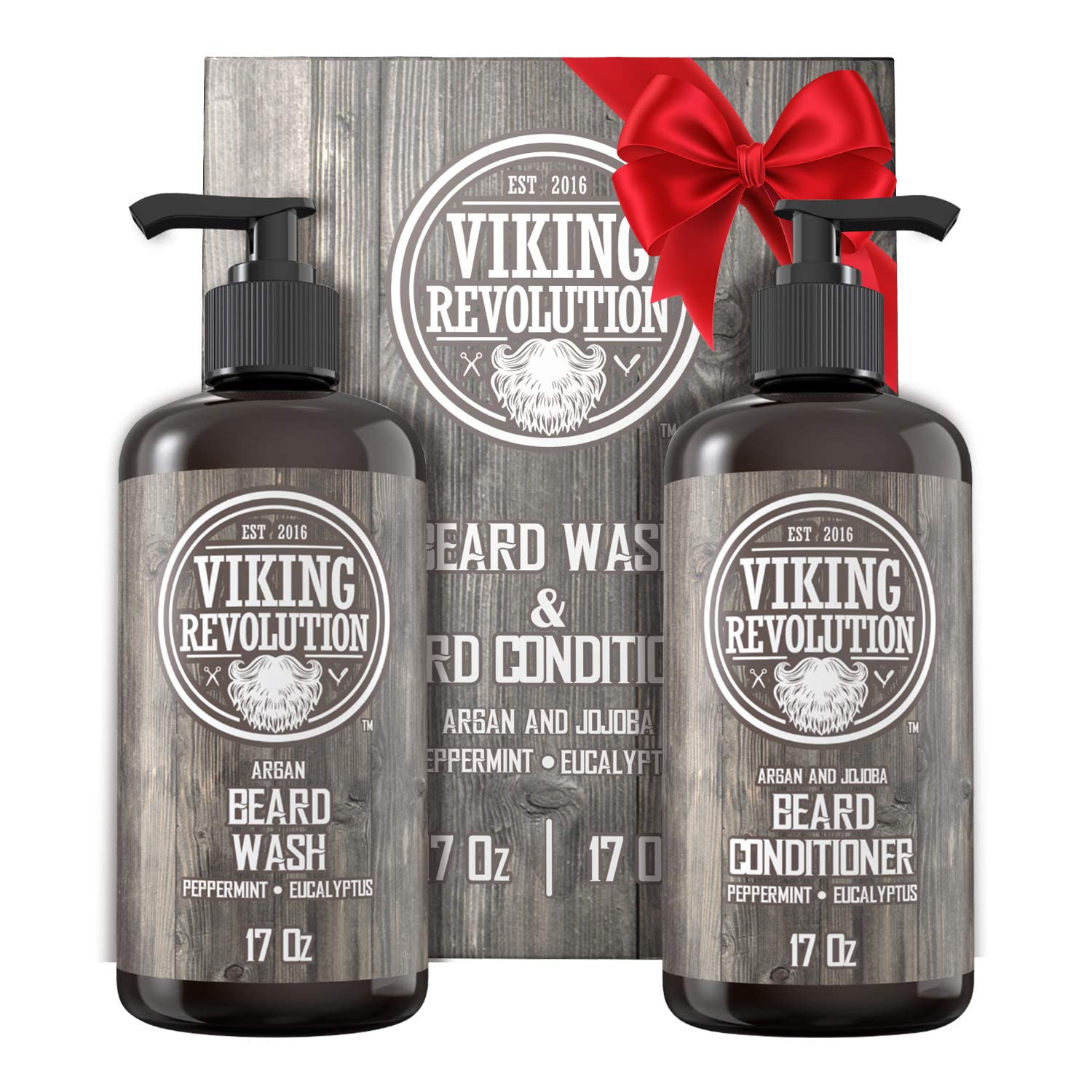 Viking Revolution beard wash bottle delivers deep cleanse for refreshed beard daily.