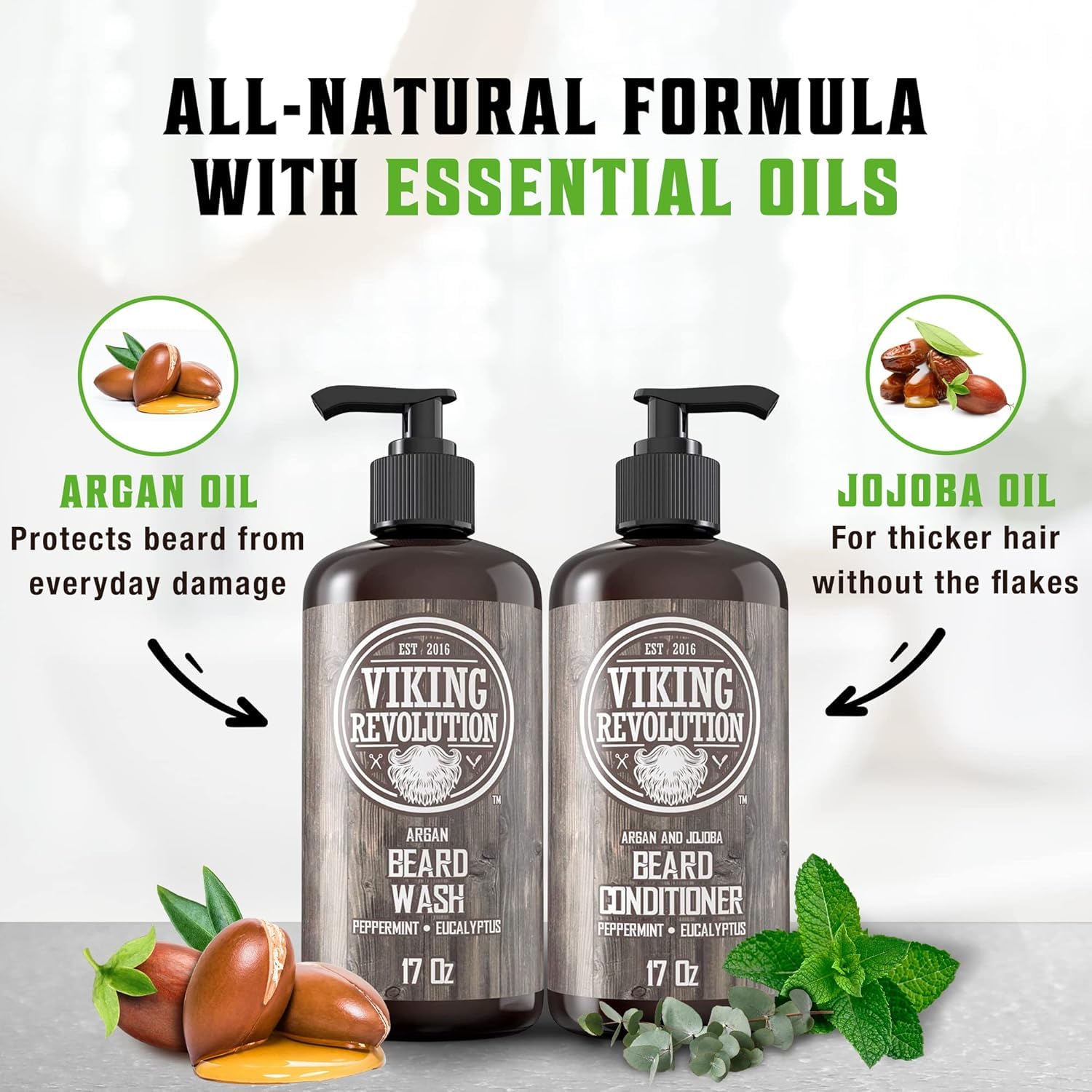 Viking Revolution peppermint eucalyptus scent evokes refreshing grooming ritual.