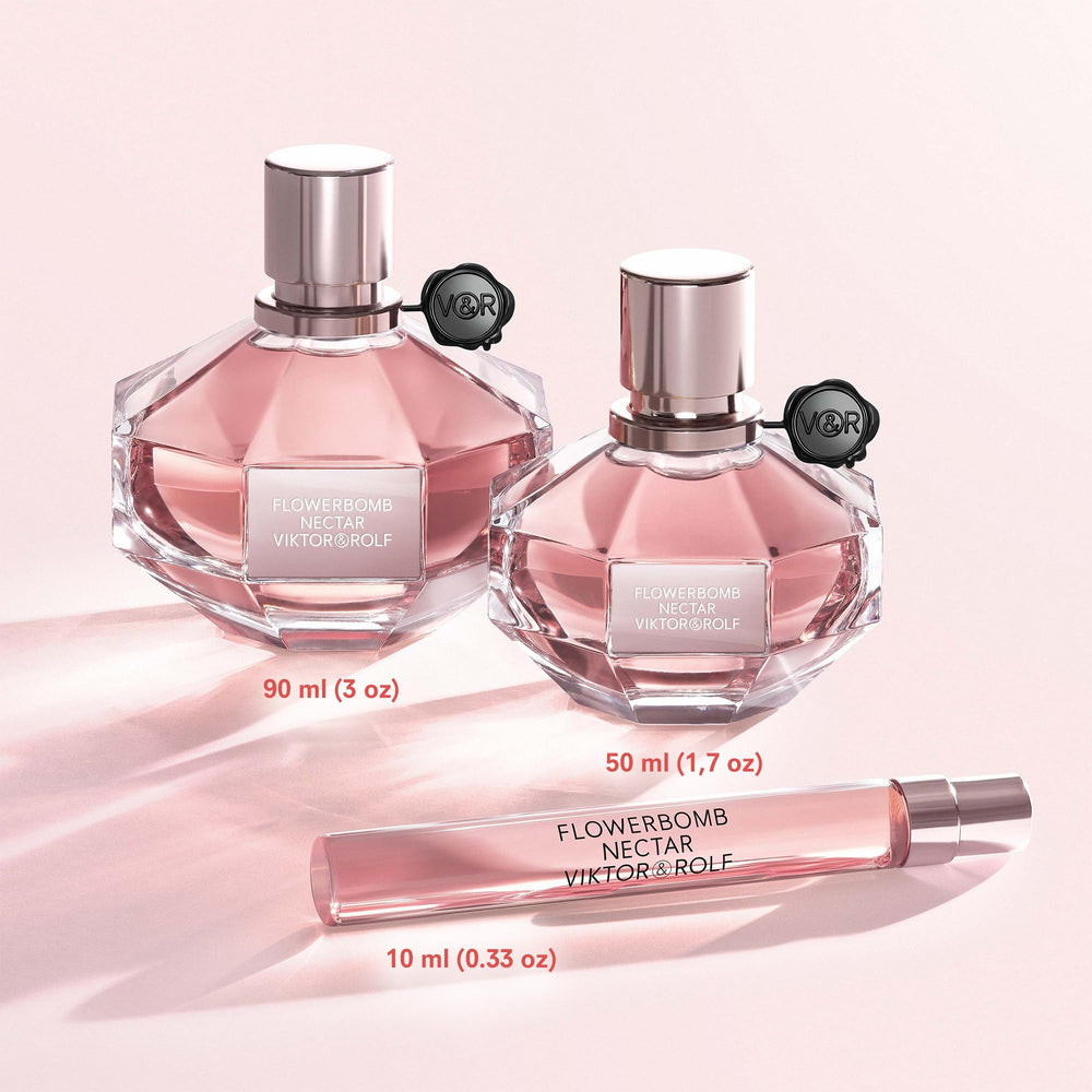 Spray application shot of Flowerbomb Nectar, demonstrating easy, even dispersion for all-day scent.