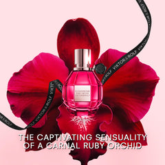 Viktor&Rolf Flowerbomb Ruby Orchid 3.4 oz display shows signature silhouette.