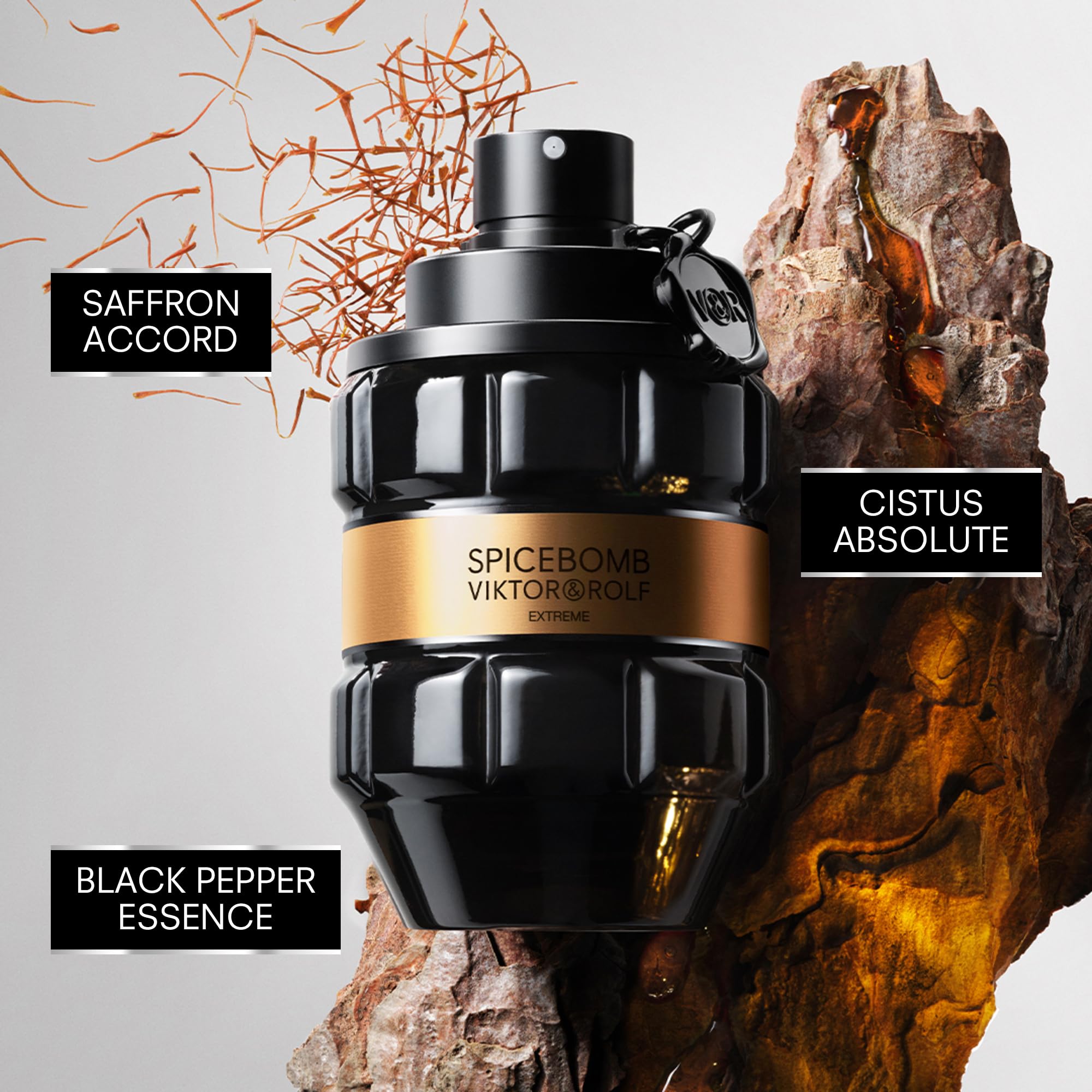 Viktor&Rolf Spicebomb Extreme cap close-up highlighting premium packaging.