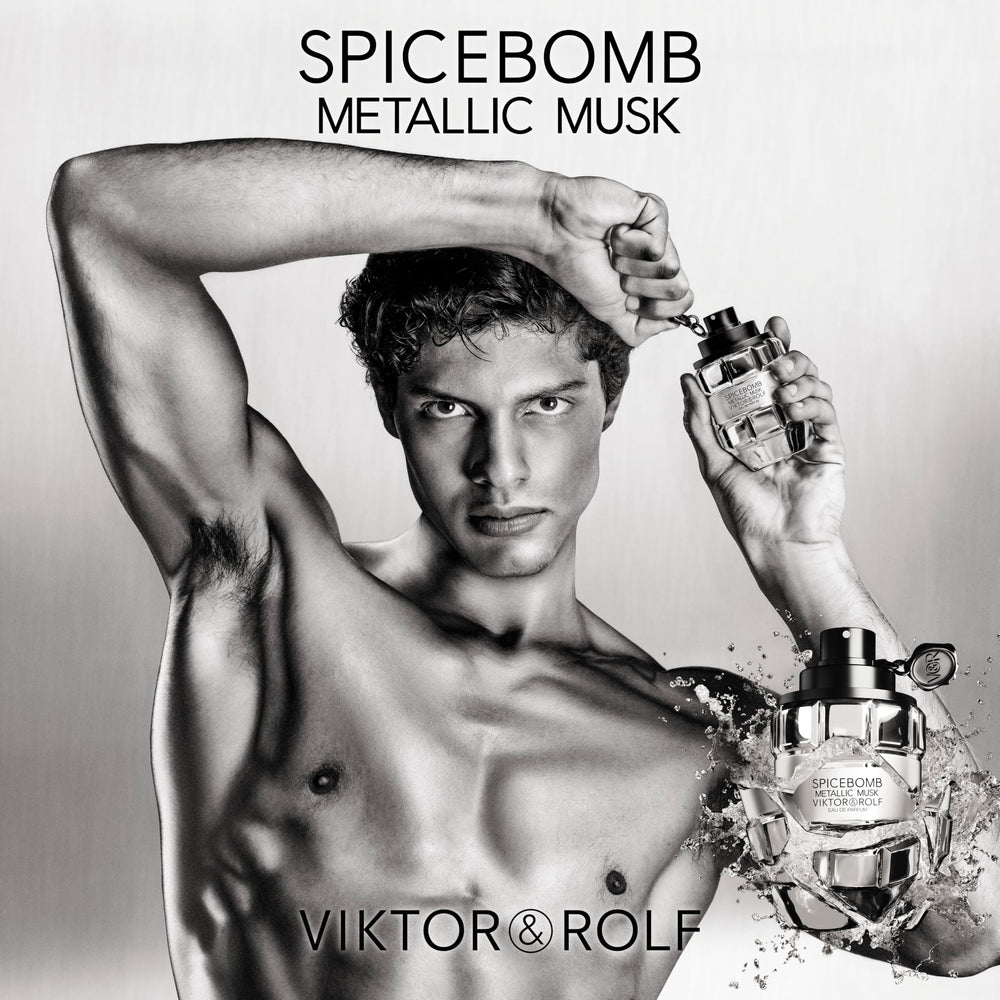 Viktor&Rolf Spicebomb Metallic Musk silver suede detail creates luxe texture