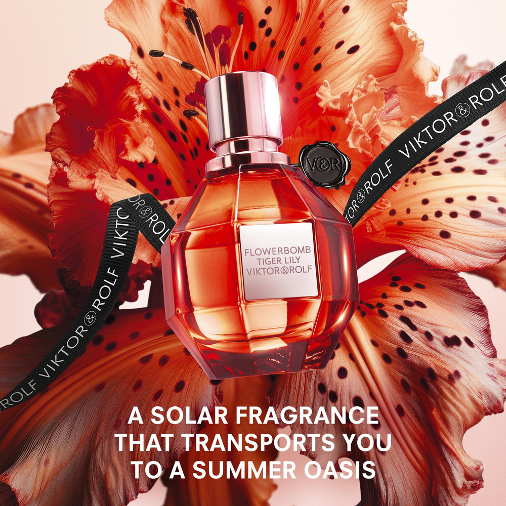 Viktor&Rolf Tiger Lily cap close-up highlights premium bottle design and craftsmanship.