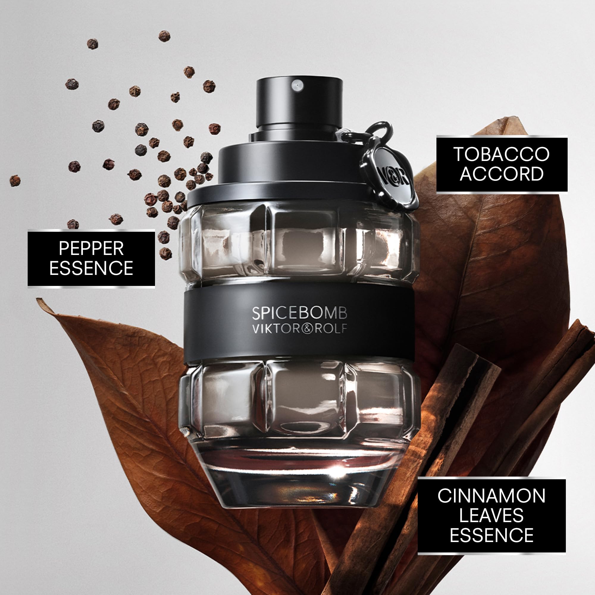 Viktor&Rolf Spicebomb bottle close-up highlighting woody spicy character.