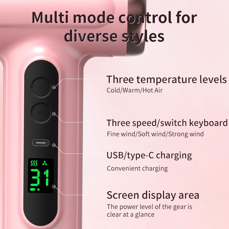 Vikye cordless hair dryer with compact metal body for travel durability