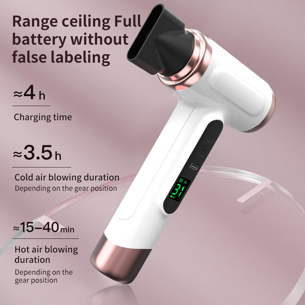 Vikye cordless hair dryer display screen showing settings