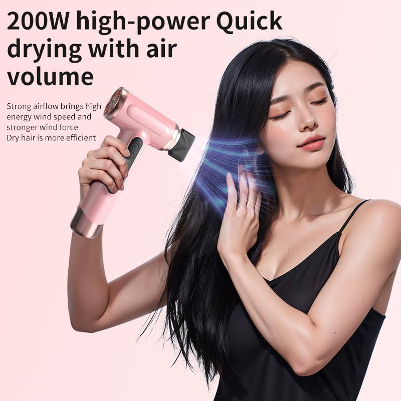 Vikye cordless hair dryer with multiple nozzles for precise styling