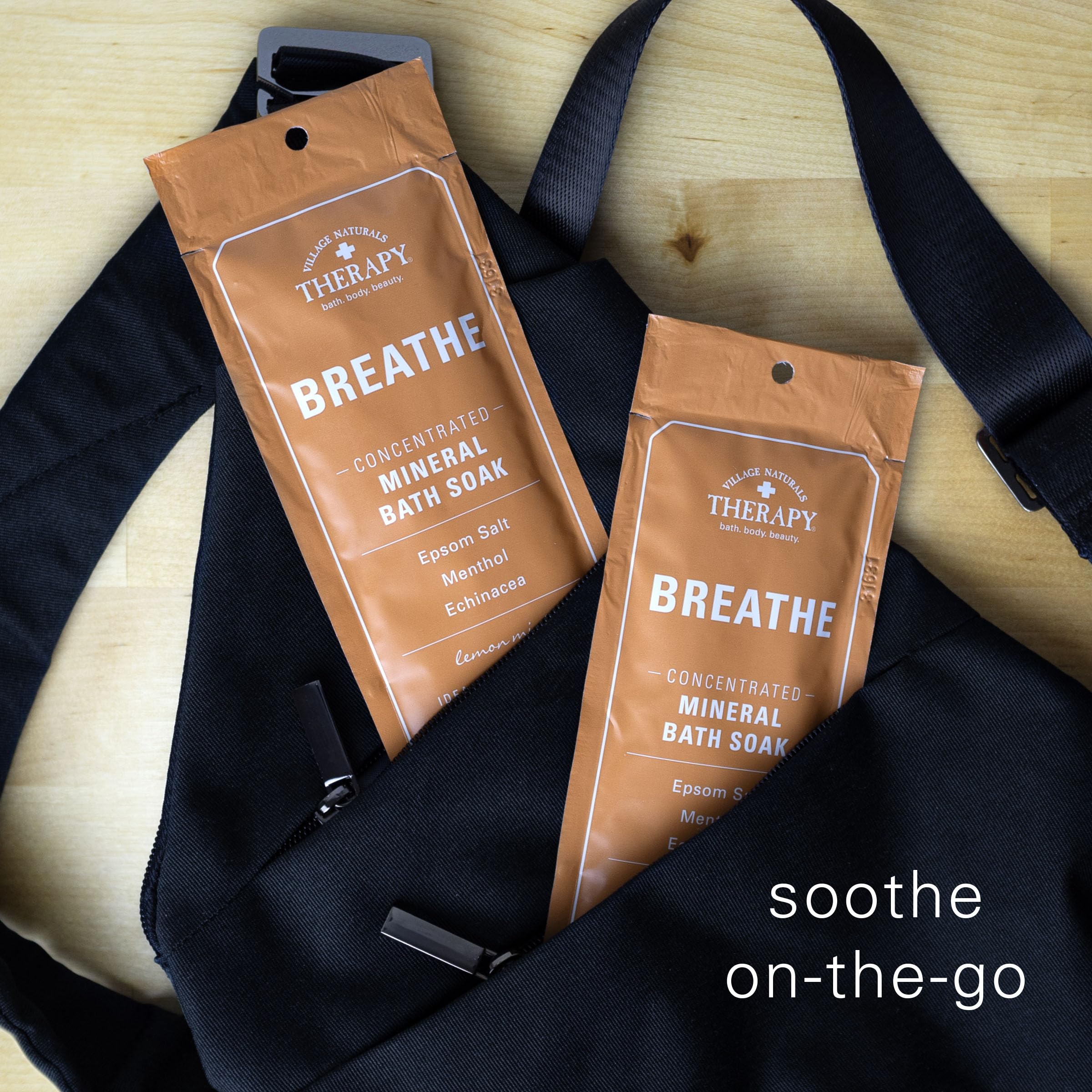 Village Naturals Therapy Breathe sea salt and epsom salt grains for relaxing muscle ease