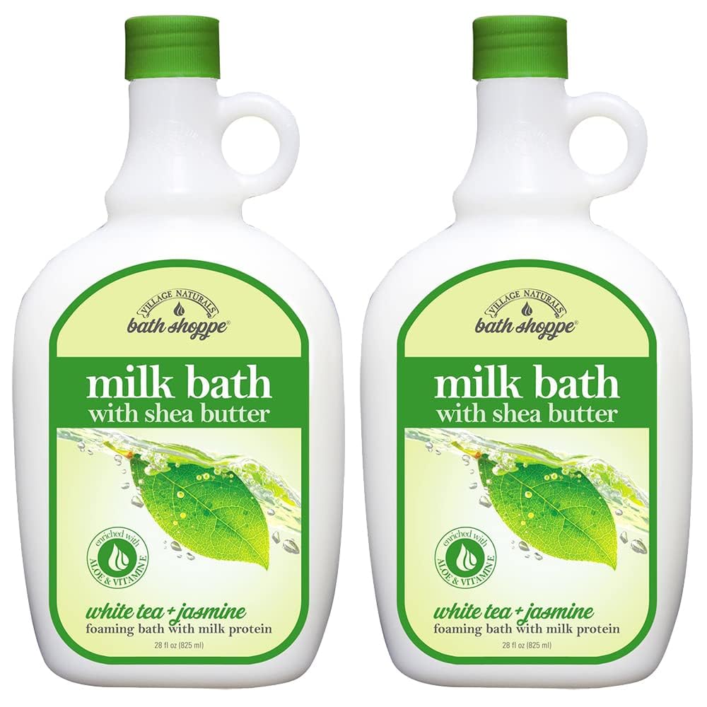 Village Naturals Bath Shoppe white tea jasmine bubbles for a calming soak