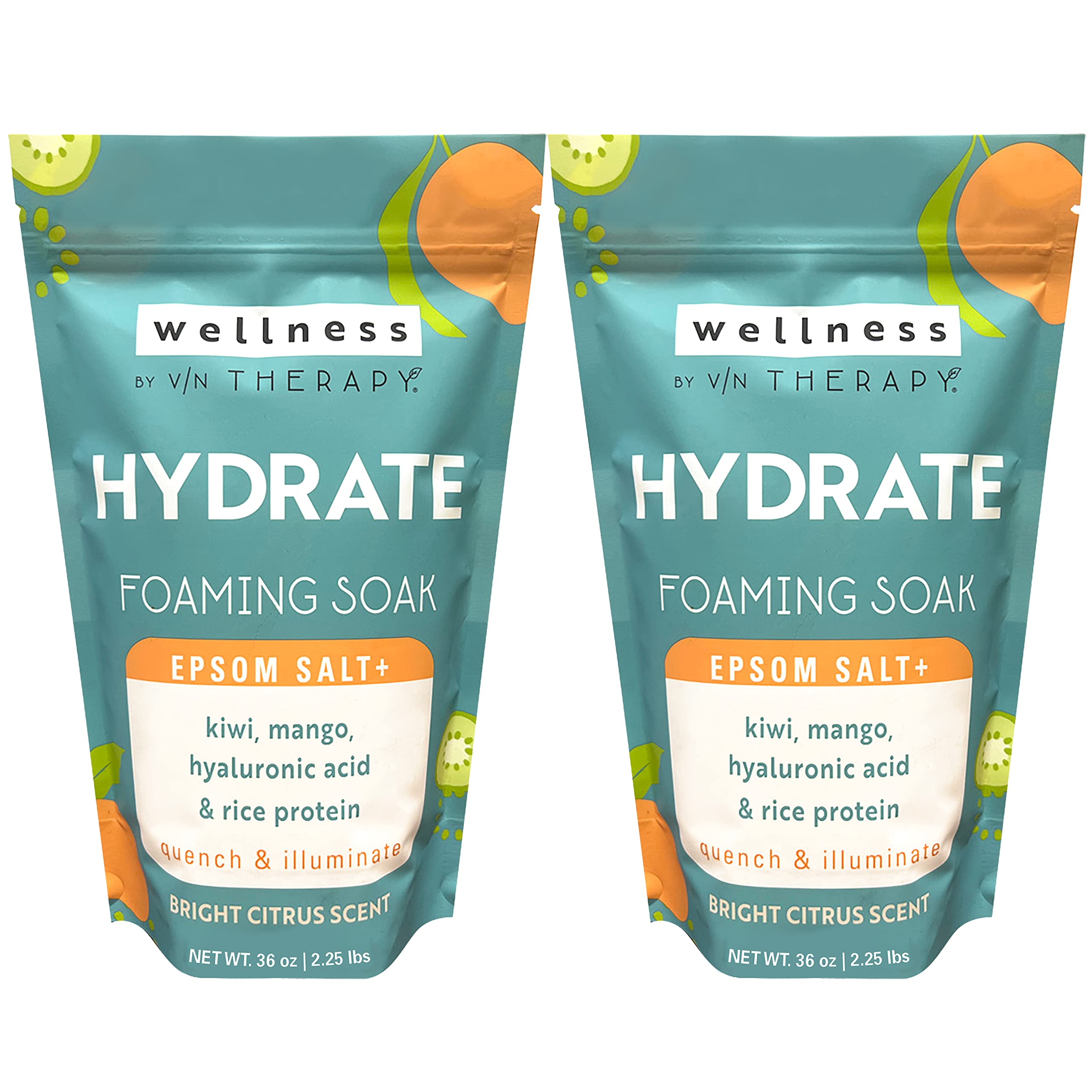 Village Naturals Therapy Hydrate Foaming Bath Soak bottle ready for citrus bath