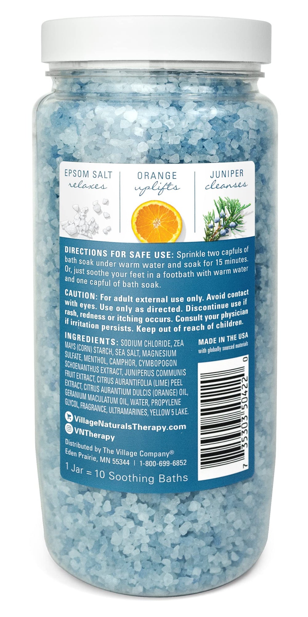 Village Naturals Therapy Tension Bath Soak Cedar Citrus fragrance ready to elevate a spa-like ritual